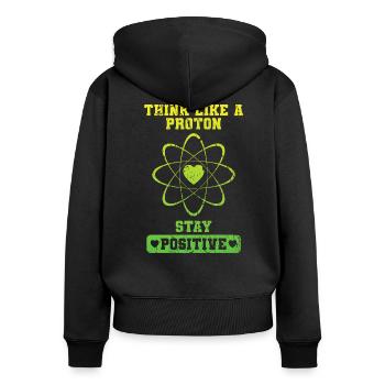 Positif Comme Un proton - Sweat à capuche zippé Premium bio Femme - noir - Dos - Julia (174cm)