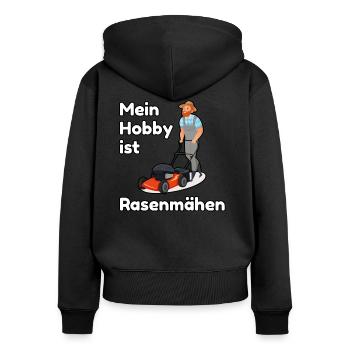 Rasen Mähen Garten - Frauen Premium Bio Zip Hoodie - Schwarz - Hinten - Julia (174cm)