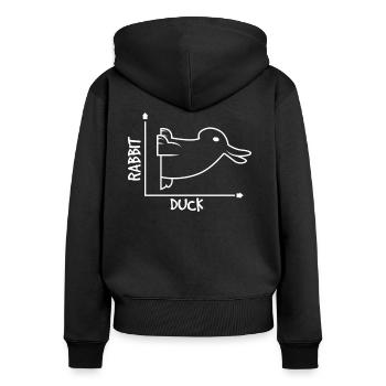 Optische Täuschung Hase Ente - Frauen Premium Bio Zip Hoodie - Schwarz - Hinten - Julia (174cm)