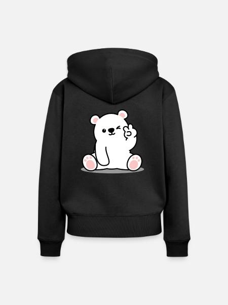 Eisbär Peace - Premium økologisk hoodie med lynlås til kvinder - sort