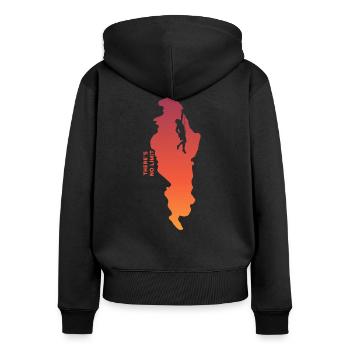 Klettern - Frauen Premium Bio Zip Hoodie - Schwarz - Hinten - Julia (174cm)