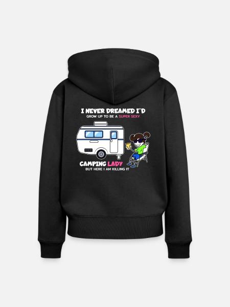 Camping Lady - Frauen Premium Bio Zip Hoodie - Schwarz