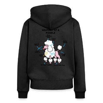 Anatomie Eines Pudel - Frauen Premium Bio Zip Hoodie - Schwarz - Hinten - Julia (174cm)