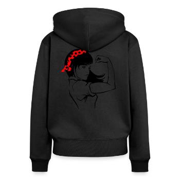 Le pouvoir des femmes - Sweat à capuche zippé Premium bio Femme - noir - Dos - Julia (174cm)