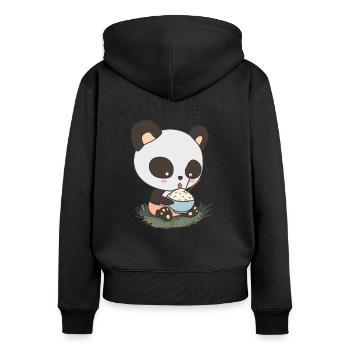 Panda Rice - Women's Premium Organic Zip Hoodie - black - Back - Julia (174cm)
