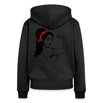 Femme indépendante - Sweat à capuche zippé Premium bio Femme - noir - Dos - Julia (174cm)