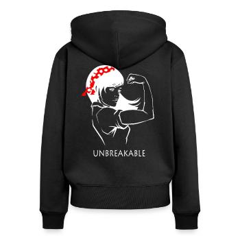 Jeune femme forte - Sweat à capuche zippé Premium bio Femme - noir - Dos - Julia (174cm)