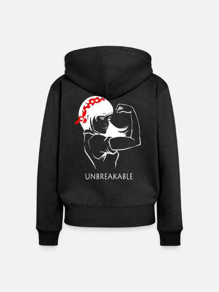 Junge Starke Frau - Frauen Premium Bio Zip Hoodie - Schwarz