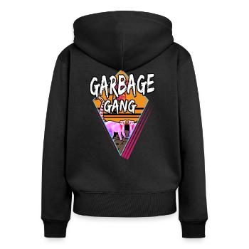 Garbage Gang - Frauen Premium Bio Zip Hoodie - Schwarz - Hinten - Julia (174cm)