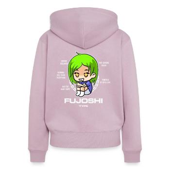 Fujoshi Otaku - Sweat à capuche zippé Premium bio Femme - rose poudré - Dos - Julia (174cm)