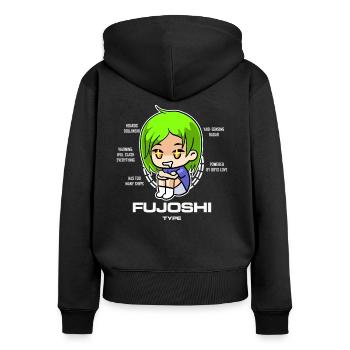 Fujoshi Otaku - Sweat à capuche zippé Premium bio Femme - noir - Dos - Julia (174cm)