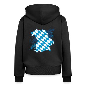 Bayern - Frauen Premium Bio Zip Hoodie - Schwarz - Hinten - Julia (174cm)