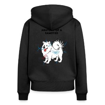 Anatomie d'un chien Samoyède - Sweat à capuche zippé Premium bio Femme - noir - Dos - Julia (174cm)