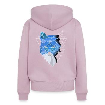 Blauer Polygon Wolf - Frauen Premium Bio Zip Hoodie - Altrosa - Hinten - Julia (174cm)