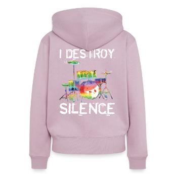 Drummer Destroy Silence - Women's Premium Organic Zip Hoodie - dusky pink - Back - Julia (174cm)