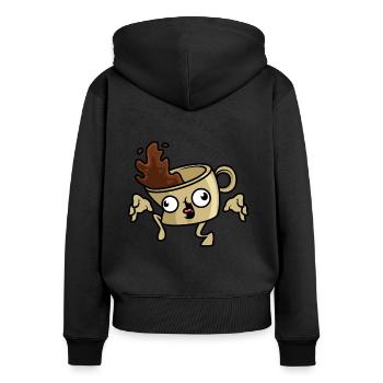 Kaffee Koffein Lustig - Frauen Premium Bio Zip Hoodie - Schwarz - Hinten - Julia (174cm)
