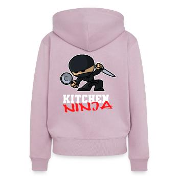 Ninja de cuisine - Sweat à capuche zippé Premium bio Femme - rose poudré - Dos - Julia (174cm)