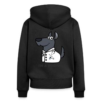 Dogtor - Frauen Premium Bio Zip Hoodie - Schwarz - Hinten - Julia (174cm)