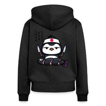 Japanese cook - Women's Premium Organic Zip Hoodie - black - Back - Julia (174cm)