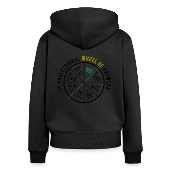 IT Antworten Lustig - Frauen Premium Bio Zip Hoodie - Schwarz - Hinten - Julia (174cm)