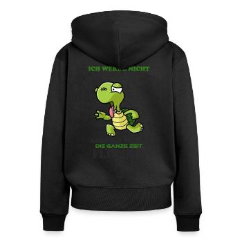 Lahme Schildkröte - Frauen Premium Bio Zip Hoodie - Schwarz - Hinten - Julia (174cm)