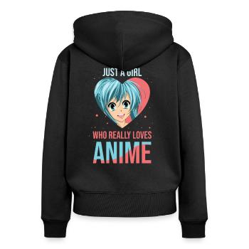 Nur Ein Mädchen Das Anime Liebt Otaku - Frauen Premium Bio Zip Hoodie - Schwarz - Hinten - Julia (174cm)
