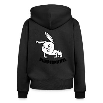 Pumpernickel Fitness Liegestütze Workout - Frauen Premium Bio Zip Hoodie - Schwarz - Hinten - Julia (174cm)