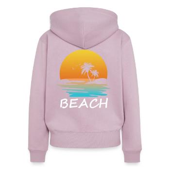 Beach with palm trees - Women's Premium Organic Zip Hoodie - dusky pink - Back - Julia (174cm)
