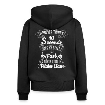 Pilates Stunde Lustig - Frauen Premium Bio Zip Hoodie - Schwarz - Hinten - Julia (174cm)
