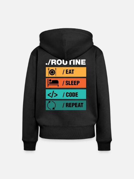 Eat Sleep Code Repeat Programmierer - Frauen Premium Bio Zip Hoodie - Schwarz