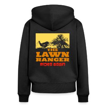 Rasen Ranger - Frauen Premium Bio Zip Hoodie - Schwarz - Hinten - Julia (174cm)