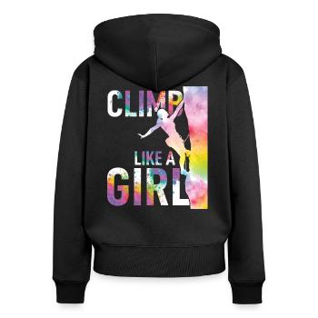 Grimpeurs grimpeurs Bouldern Alpinisme - Sweat à capuche zippé Premium bio Femme - noir - Dos - Julia (174cm)