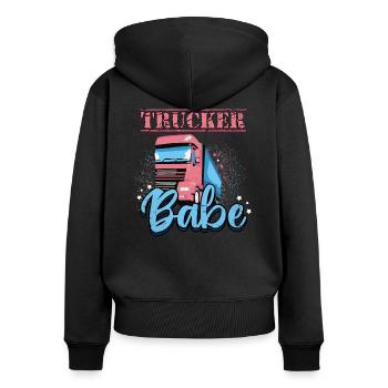 Trucker Babe Sparkles Truck Driver - Frauen Premium Bio Zip Hoodie - Schwarz - Hinten - Julia (174cm)