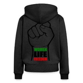 Women life freedom - Sweat à capuche zippé Premium bio Femme - noir - Dos - Julia (174cm)