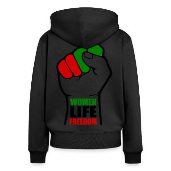 Women life freedom - Frauen Premium Bio Zip Hoodie - Schwarz - Hinten - Julia (174cm)