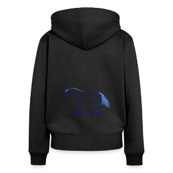 Pferde T-Shirt - Frauen Premium Bio Zip Hoodie - Schwarz - Hinten - Julia (174cm)