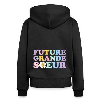 Future grande soeur annonce naissance groovy - Sweat à capuche zippé Premium bio Femme - noir - Dos - Julia (174cm)