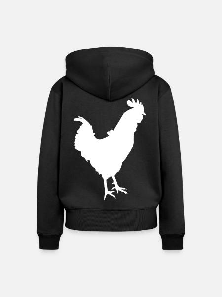 Der Hahn - Frauen Premium Bio Zip Hoodie - Schwarz