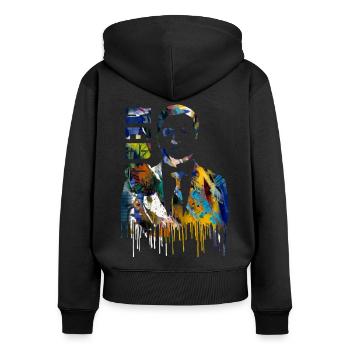 hero,Ukraine,Zelinsky,Zelenskyi,graffiti,colorful,hero - Women's Premium Organic Zip Hoodie - black - Back - Julia (174cm)