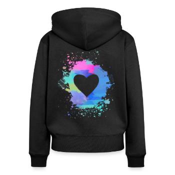 heart, colorful,pastel,painting,watercolor,pink,blue - Women's Premium Organic Zip Hoodie - black - Back - Julia (174cm)