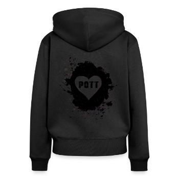 pott, herz graffiti ,schwarz,love,ruhrgebiet - Frauen Premium Bio Zip Hoodie - Schwarz - Hinten - Julia (174cm)