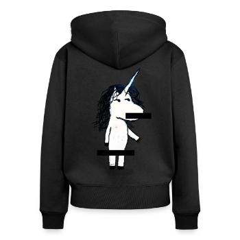 Censored Unicorn - Women's Premium Organic Zip Hoodie - black - Back - Julia (174cm)
