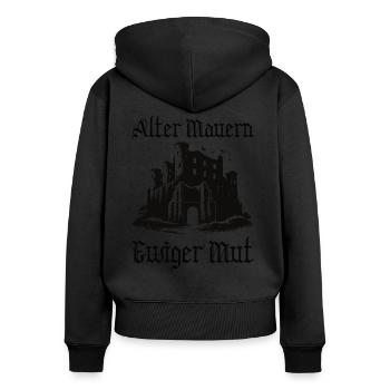 Moyen Âge - Sweat à capuche zippé Premium bio Femme - noir - Dos - Julia (174cm)