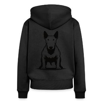 Bull terrier – tête de personnage dans un design cool - Sweat à capuche zippé Premium bio Femme - noir - Dos - Julia (174cm)