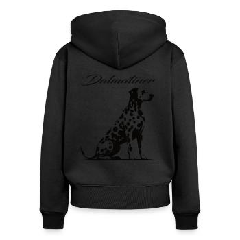 Dalmatien noble – Charme élégant à pois - Sweat à capuche zippé Premium bio Femme - noir - Dos - Julia (174cm)