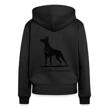 Fier de mon doberman – Fort et loyal - Sweat à capuche zippé Premium bio Femme - noir - Dos - Julia (174cm)