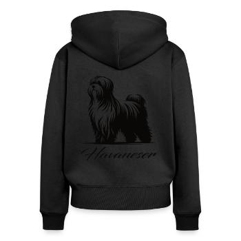 Fluffy Havanese – Small and charming - Women's Premium Organic Zip Hoodie - black - Back - Julia (174cm)