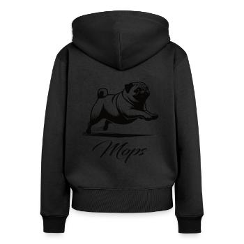 Süßer Mops – Charmanter Begleiter mit Herz - Frauen Premium Bio Zip Hoodie - Schwarz - Hinten - Julia (174cm)