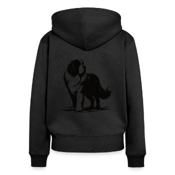 St. Bernard Design – Gentle Giant with Heart - Women's Premium Organic Zip Hoodie - black - Back - Julia (174cm)