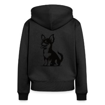 Funny Chihuahua Design – Small and Cheeky - Women's Premium Organic Zip Hoodie - black - Back - Julia (174cm)